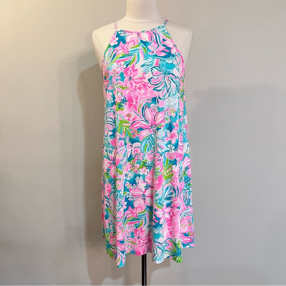 NWT Lilly Pulitzer Margot Halter Dress – “Hot On The Scene” Print – Size M